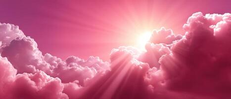 Ethereal Sunrise Over Dreamy Pink Gradient Background Cloudscape Scene Tranquil Environment Copyspace photo