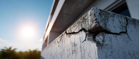 Weathered Concrete Building Facade Urban Environment Photography Background with Copyspace photo