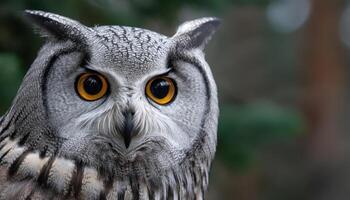 Moonlit Closeup of an Owl's Face Nature Background Copyspace Available Night Environment photo