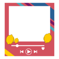 a photo frame with lemons and a play button png