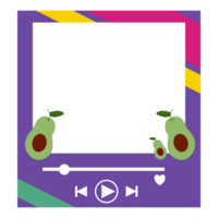 avocado frame with a play button and two avocados png