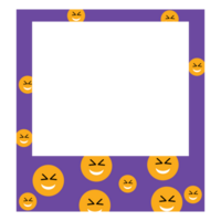 a purple frame with yellow smiley faces on it png