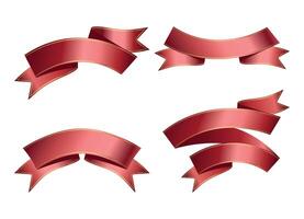 Red award ribbons, luxury labels, badge premium quality certificate ribbons. Collections Empty Red Ribbons, Label Design for text. Set of Red Ribbons, Tags isolated on white background. Eps 10 vector