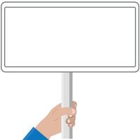 Hand holding a blank placard with space for your text, signboard for a slogan or protest design element vector