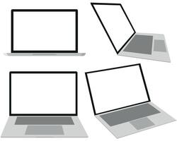 Laptop or notebook computer at various angles, technology design element vector