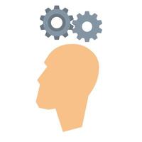 A head with gears. The process of thinking vector