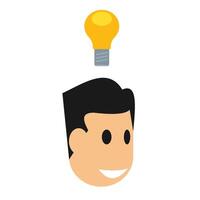 A man with a light bulb above his head. An idea vector