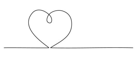 Heart in One Continuous Line Drawing. Concept Love, Romance and Valentines Day in Simple Linear Style. Hand Drawn Doodle Monoline vector