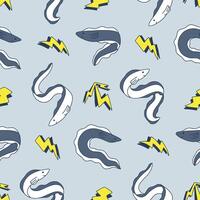 Seamless Pattern of Eel Animal Electric Background for Fashion Wrapping Print Fabric Surface vector