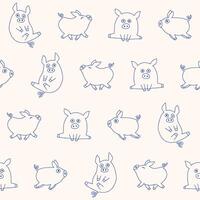 Outline Pig Seamless Pattern Background for Print Fabric Surface Fashion Wrapping vector