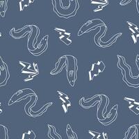 Outline Seamless Pattern of Eel Animal Electric Background for Fashion Wrapping Print Fabric vector