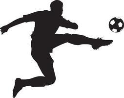 Silhouette Of A Soccer Player Kicking A Ball With Energy And Power vector