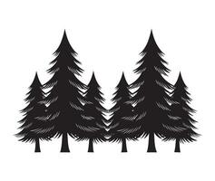 Silhouette of Pine Trees Forest Isolated on White vector