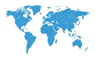 A Blue Scribble World Map Isolated on White vector