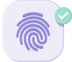 3d fingerprint cyber secure icon. Digital security authentication concept. finger scan for authorization, identity png