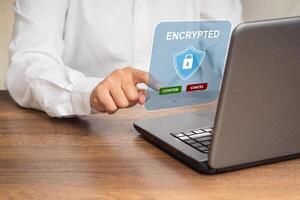Close-up of data encryption online cyber security privacy on the network system photo