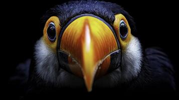 Close-Up of a Colorful Toucan with Dramatic Features and Details photo
