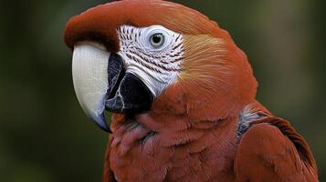 Intricate Close-Up of a Vibrant Macaw Face Against a Soft Background photo
