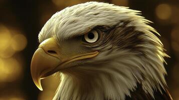 Bald Eagle Portrait Close-Up with Detailed Features and Background photo