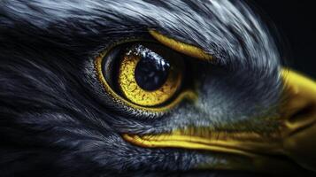 Detailed Close-Up Portrait of Bald Eagle's Head with Intense Gaze photo