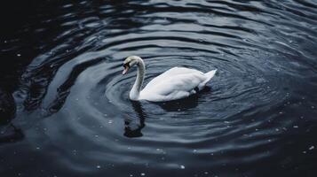 Elegant Swan Gliding Gracefully Across Serene Tranquil Lake Surface photo