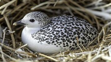 Delicate Songbird Nest with Egg in Natural Habitat of Macro View photo