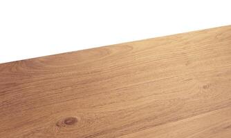 View of wooden table corner or beautiful wood, isolated on white background. photo