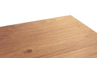 View of wooden table corner or empty wooden table, isolated on white background. photo