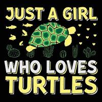 Just A Girl Who Loves Turtles Turtle Sublimation T-Shirt Design Graphic vector