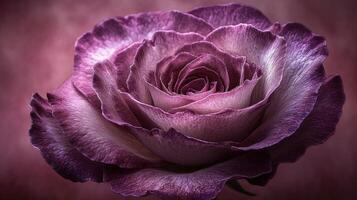 A close-up of a beautiful purple rose. photo