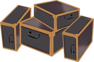 Storage boxes balancing precariously creating abstract design vector