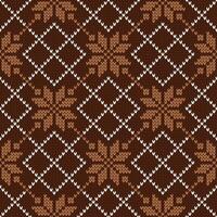 Scandinavian knitted seamless pattern. Norwegian native style sweater. Wool texture. Winter holiday background. Brown vector