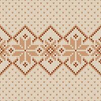Scandinavian knitted seamless pattern. Norwegian native style sweater, ornament with snowflakes. Fair Isle design, beige vector