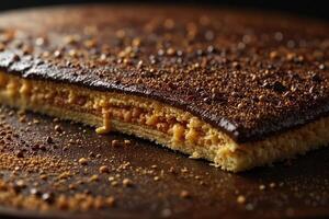 Functional Brownies Slice with Nut Caramel and Chocolate Drizzle photo