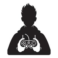 Gamer Illustration Silhouette of Person Holding Game Controller SVG vector