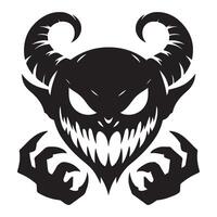 Menacing Devil Silhouette with Claws and Sharp Features Art vector
