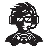 Gamer Silhouette Illustration Image with Headset and Controller vector