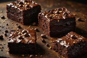 Functional Brownies Quartet with Glossy Chocolate Glaze and Crunchy Toppings photo