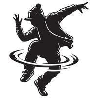 Dynamic Breakdancer Silhouette Expressive Movement and Energetic Dance Illustration vector