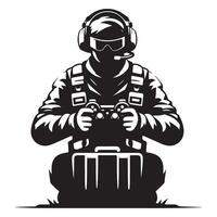 Gamer Silhouette Illustration Holding Controller with Case vector
