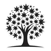 Unique Silhouette Maple Leaf Tree Design Creative Art vector