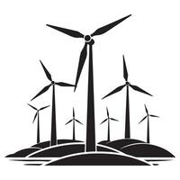 Sustainable Energy A Silhouette of Wind Turbines Generating Electricity vector