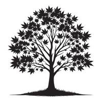 Maple Tree Silhouette Artwork Decorative Illustration Design vector