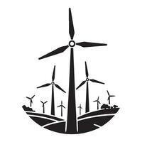 Wind Turbines Symbolizing Renewable Energy and Sustainable Resources vector