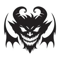 Silhouette Illustration of a Menacing Devil or Demon Face vector