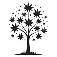 Star Tree Silhouette Illustration with Ornamental Starry Design vector