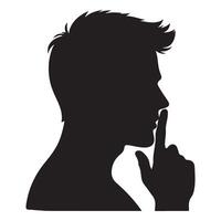 Silhouette of a Man Asking for Silence Symbolizing Discretion and Secrecy vector