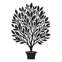 Ornamental Tree in Pot Silhouette Illustration Design Element vector