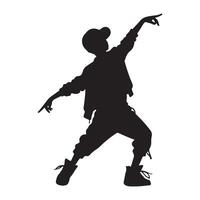 Dynamic Dancing Boy Silhouette Illustration Full of Energy vector