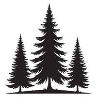 Majestic Silhouette of Pine Trees in a Serene Forest Scene vector